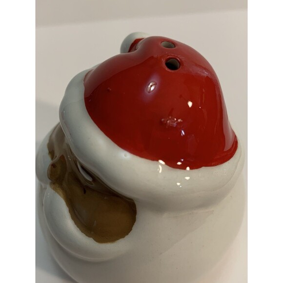 Peppermint Lane Smiling Santa Salt & Pepper Shakers Brown Red White Set of 2 - Picture 10 of 12